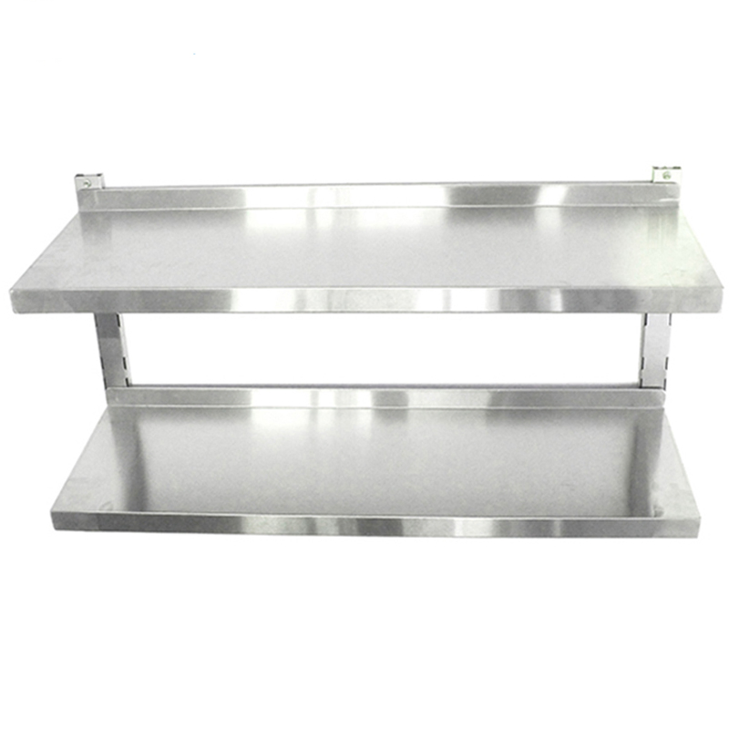 Factory Commercial Catering Restaurant Hotel Kitchen Adjust Stainless Steel Wall Shelf Mounted with Adjustable Two Layers Hanging Shelves Rack