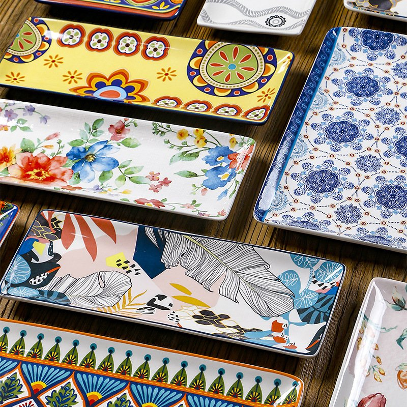 Versatile Colorful 14inch Square Plate Bowls Perfect for Serving or Displaying Porcelainware Ceramic Tableware