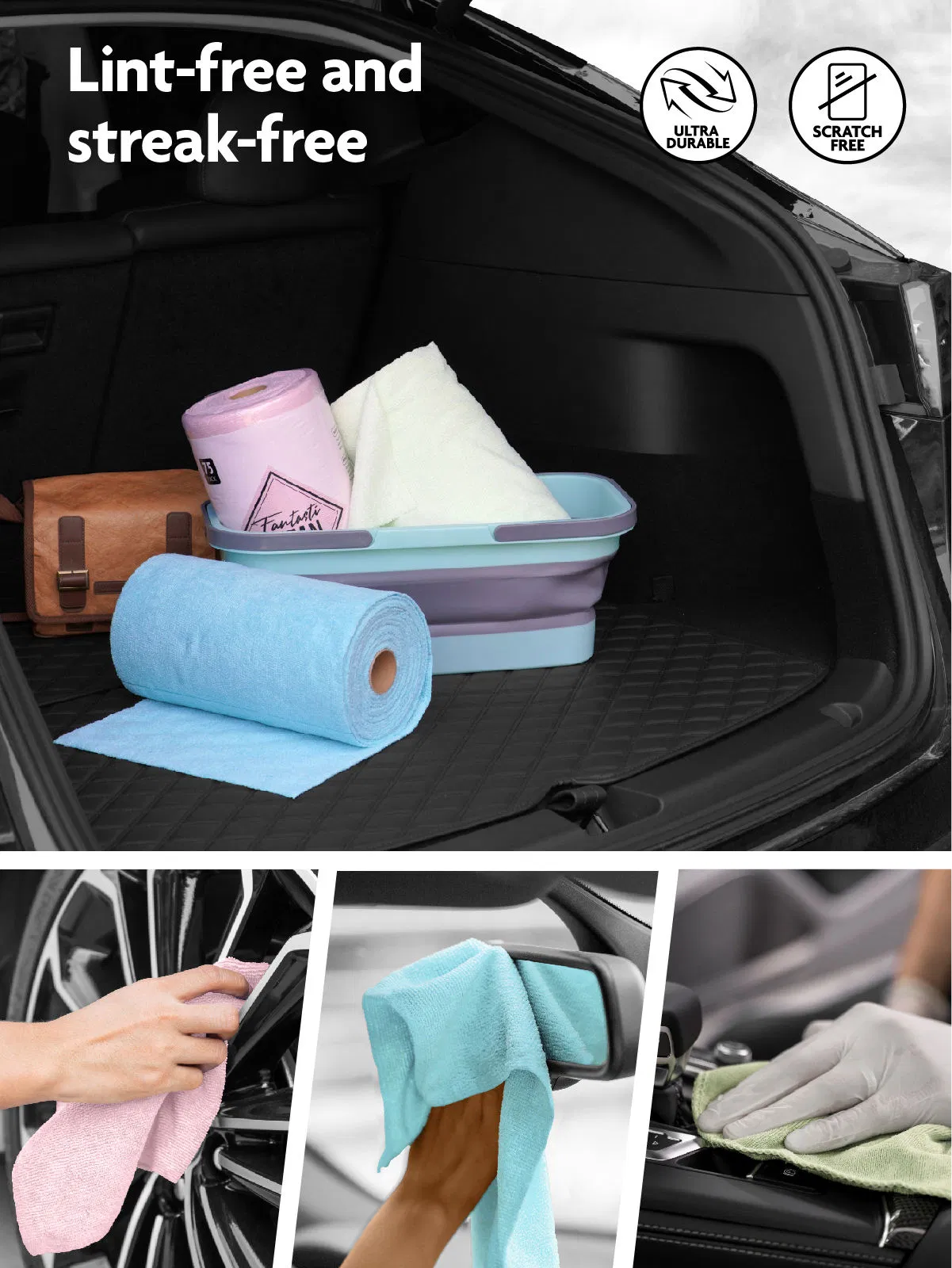Wholesale 75 Pack Cleaning Cloth Tear Away Microfiber Roll Kitchen Cleaning Towels Washable Cloths, for Car, House