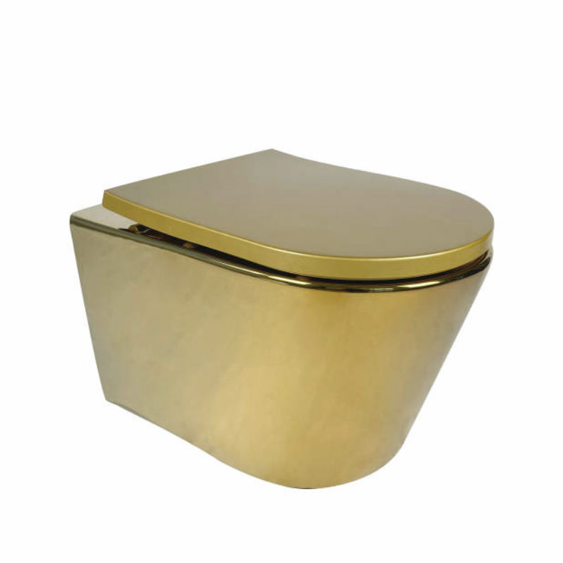 Wholesale Golden Plated Sanitary Wares Wc Ptrap Wall-Hung Ceramic Gold Color Toilet