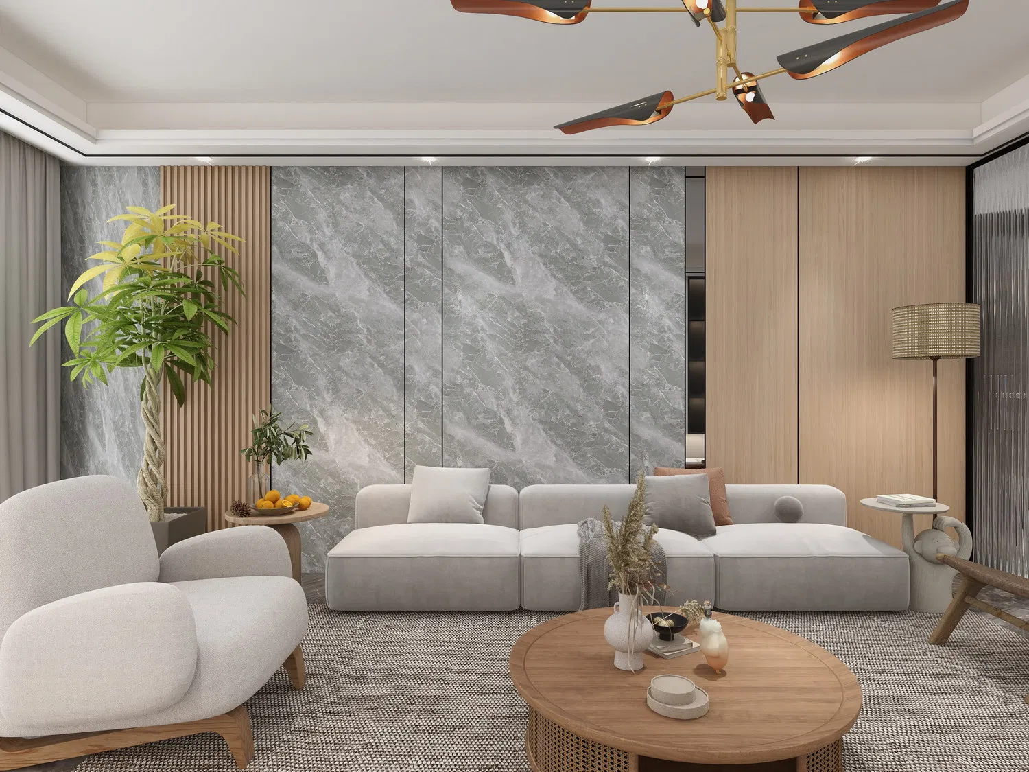 High Glossy UV Coating Stone PETG PVC Decorative Film for PUR Lamination