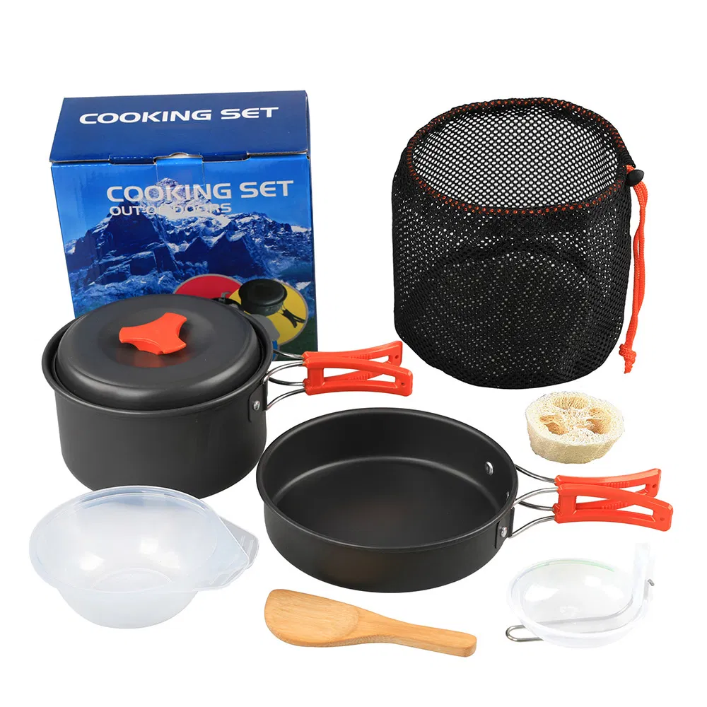 1-2 Person Outdoor Picnic Set Pot Portable Combination Set Pot Picnic Camping Cookware