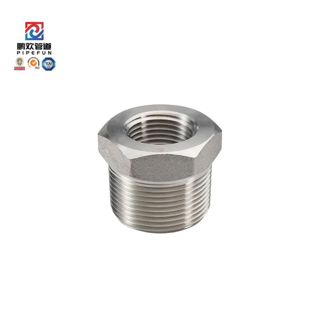 Bushing Stainless Steel Forged ASTM B233 DN8-DN100 1/4''-4'' Steel Pipe Fitting Hex Head Bushing Class150