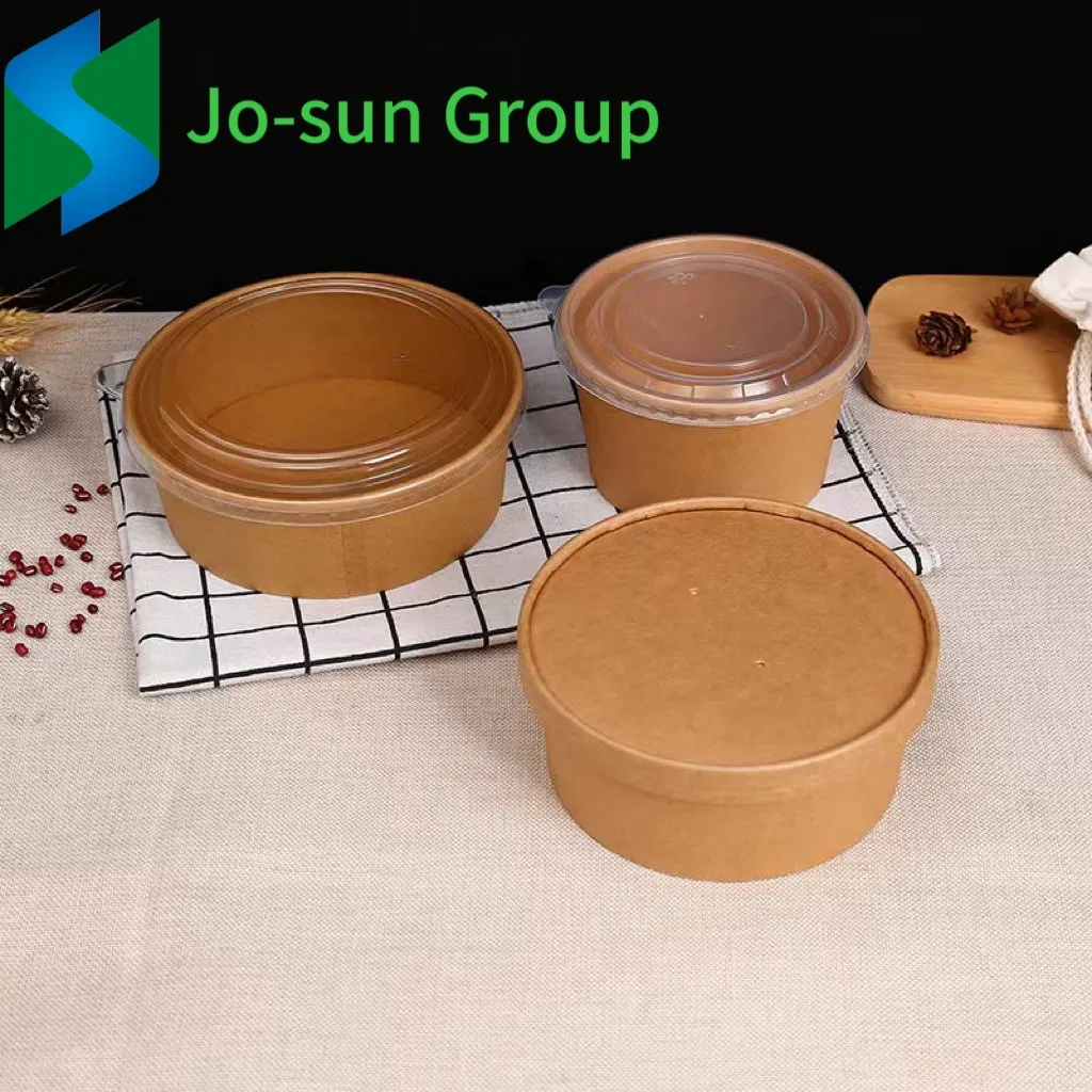 Morden Style Round Ice Cream Packing Cup Bottom Take Away Food Noodle Soup Rectangle Takeaway Kraft Paper Bowl