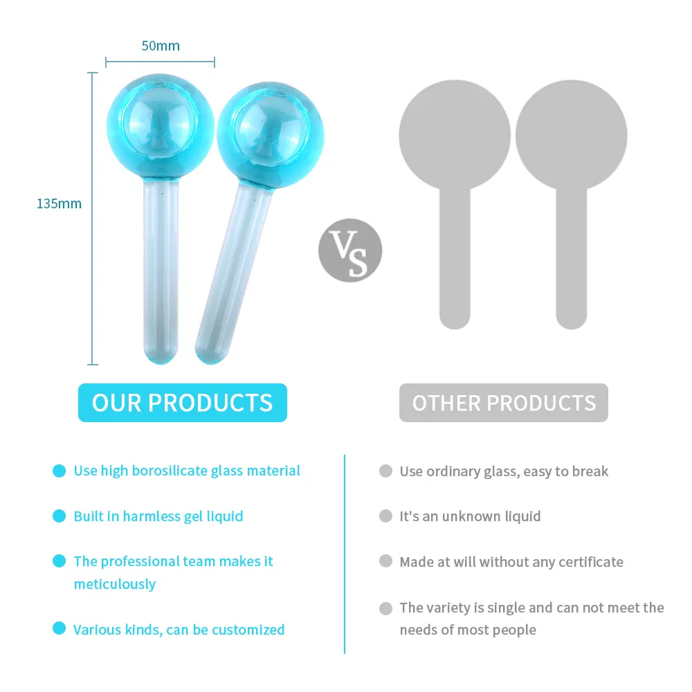 Blue Cooling Massager Gold Facial Cryo Ice Globes