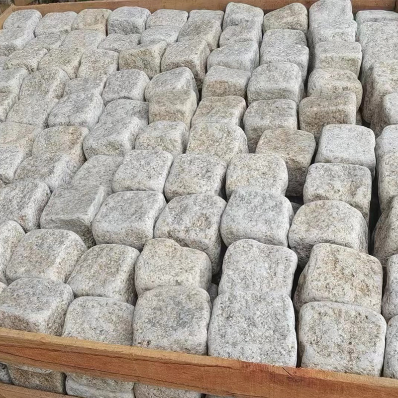 Tumbled Yellow G682 Granite Cobblestone Cube