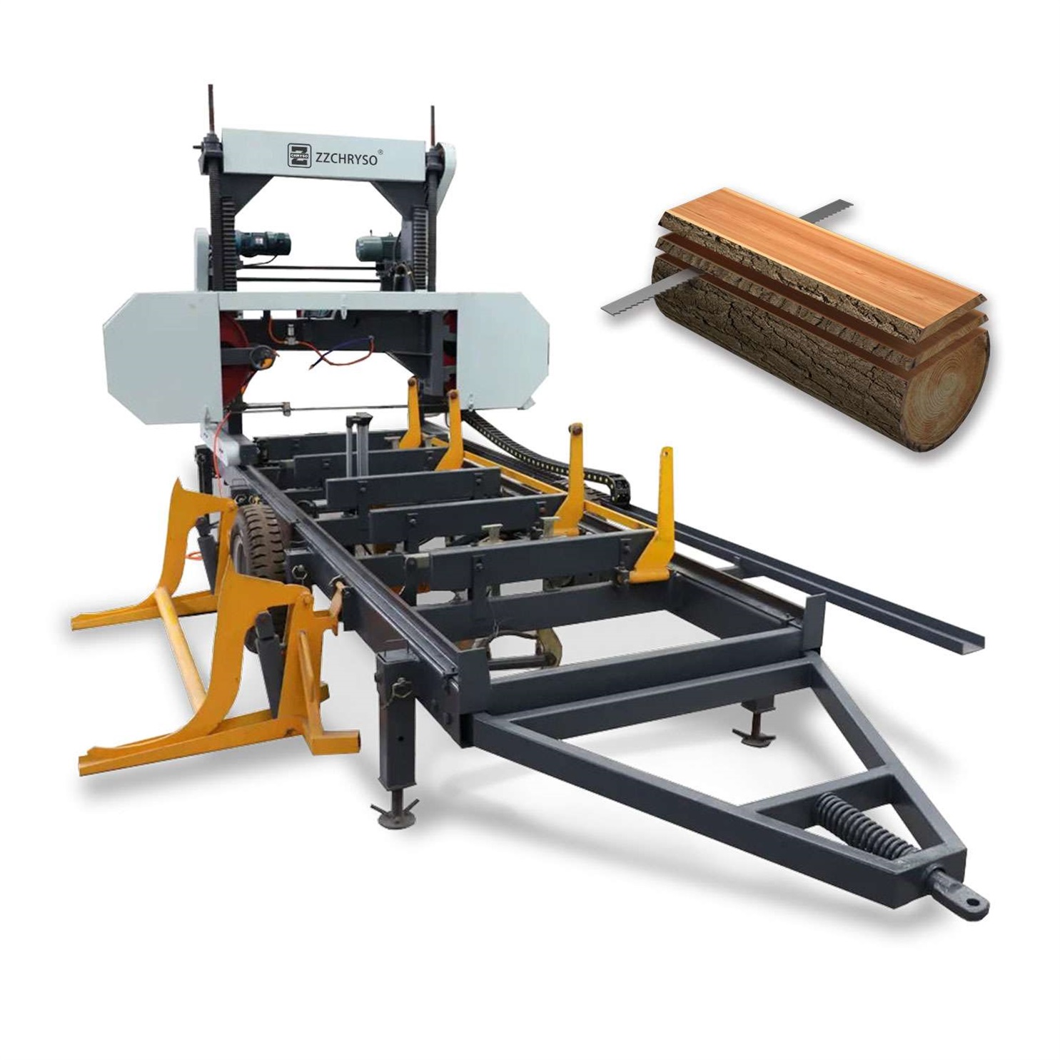 Ленточная пилорама горизонтальная на прицепе передвижная