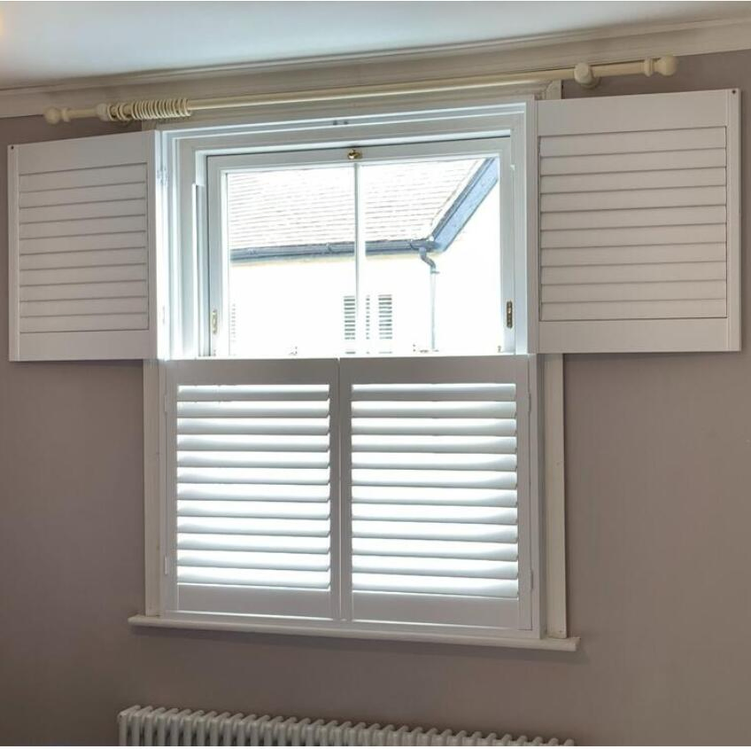 Home Tier on Tier Paulownia Wood Plantation Shutter Window PVC Shutter