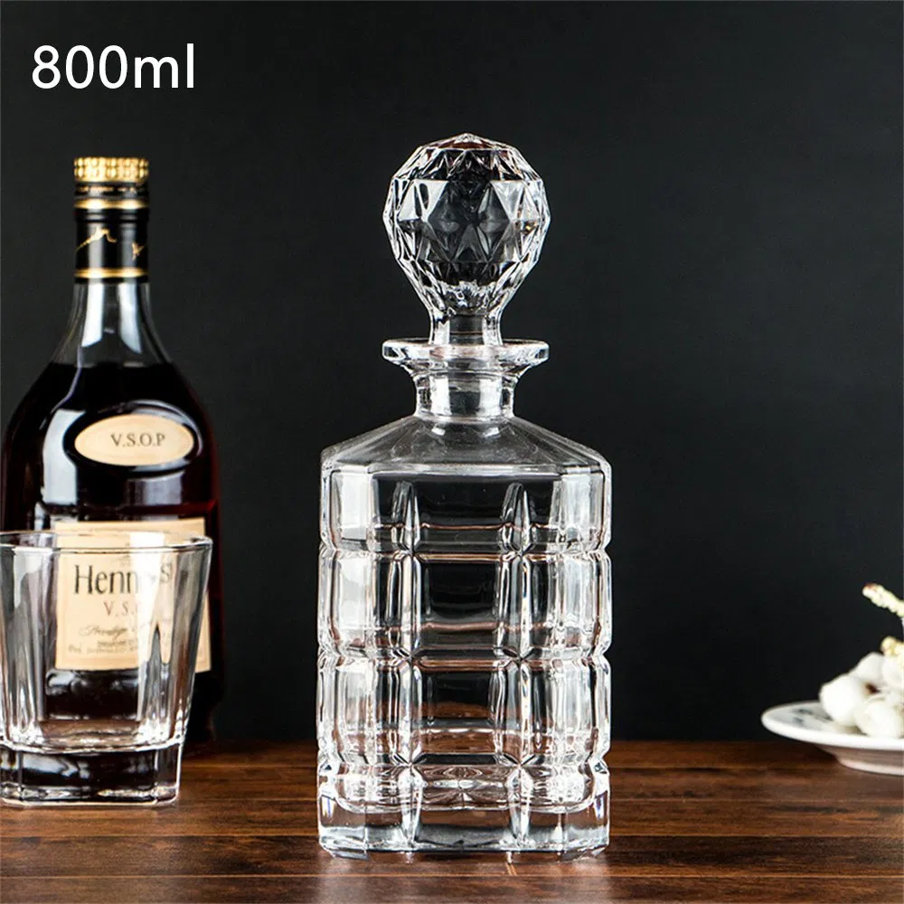 750ml High Quality Creative Carved Round Whiskey Glass Bottle Whiskey Wine Decanter