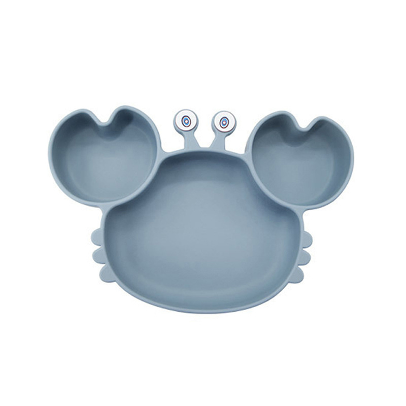 Modern Tableware Custom Wrap Children Dinnerware Nonslip Silicone Crab Dish Plate Kid Eating Tool Toddler Plate with Compartment