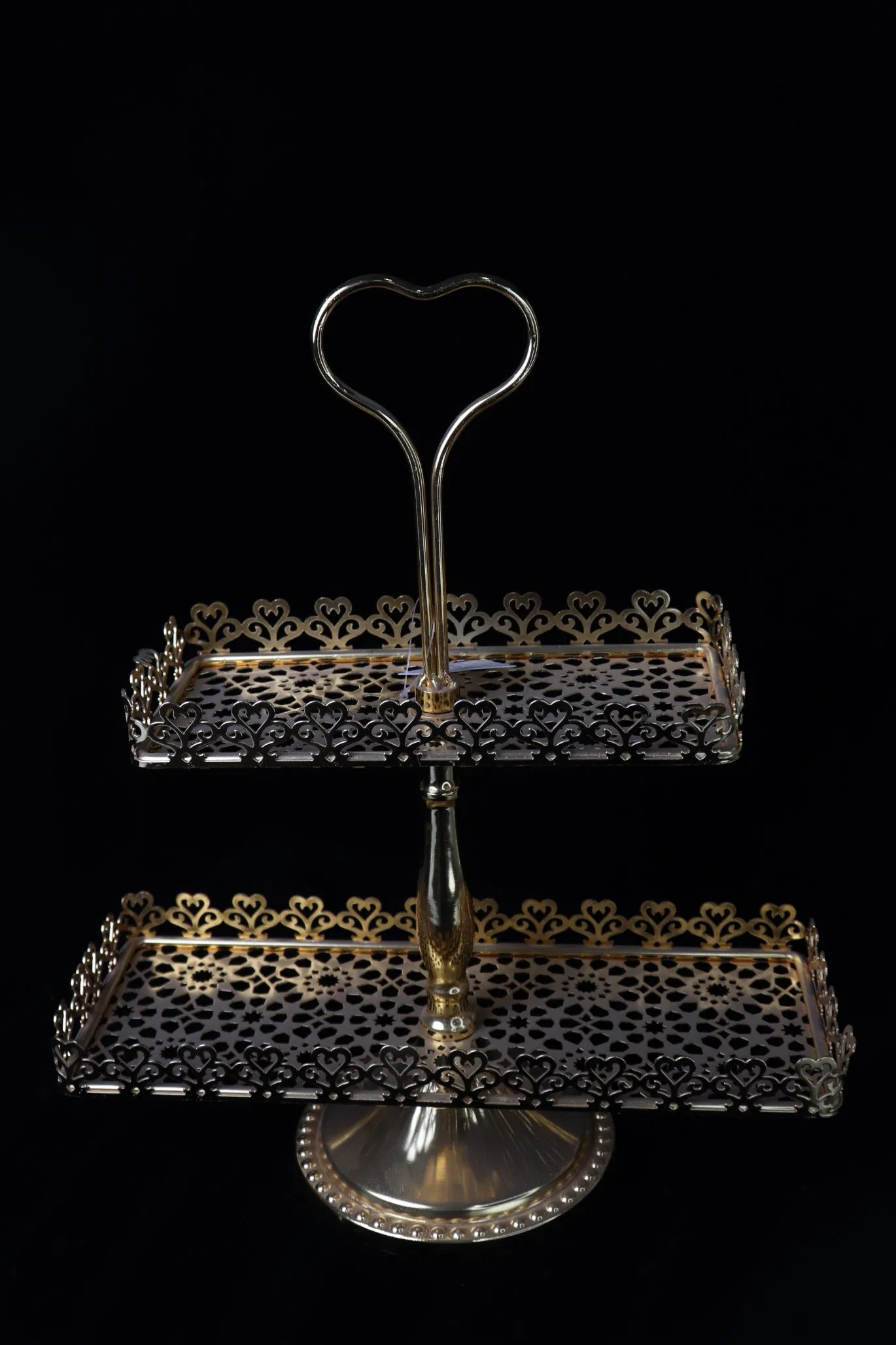 Small Size Double Layered Cake Gold-Plated Iron Standard Decoration Pentagram Plate Afternoon Tea Cake Stand
