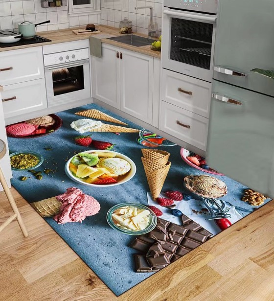 Bright-Colored Design Printed Carpet Anti Slip Carpet and Rugs for Kitchen Door Mat 3D Floor Carpet