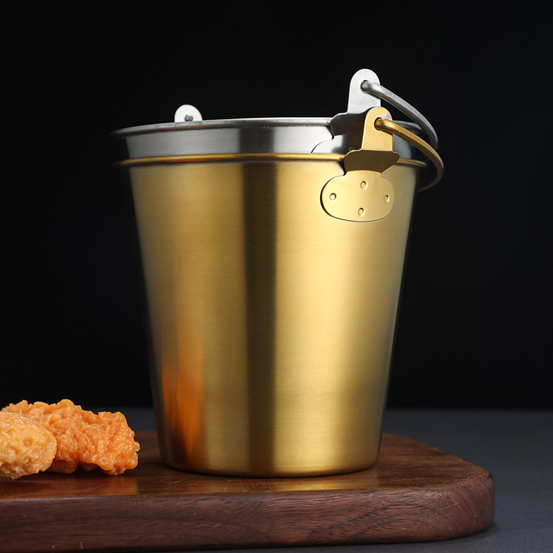 Stylish Metal Stainless Steel Ice Bucket with Handle Portable Wine Champagne Beer Cooler Hotel Ice Bucket