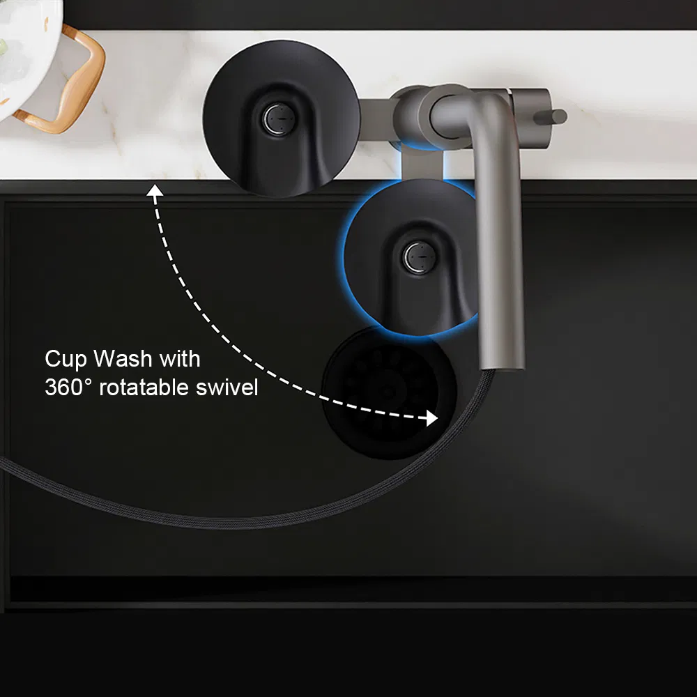 2026 High-Pressure Pull-out Kitchen Faucet - Integrated Cup Washer & Glass Rinser