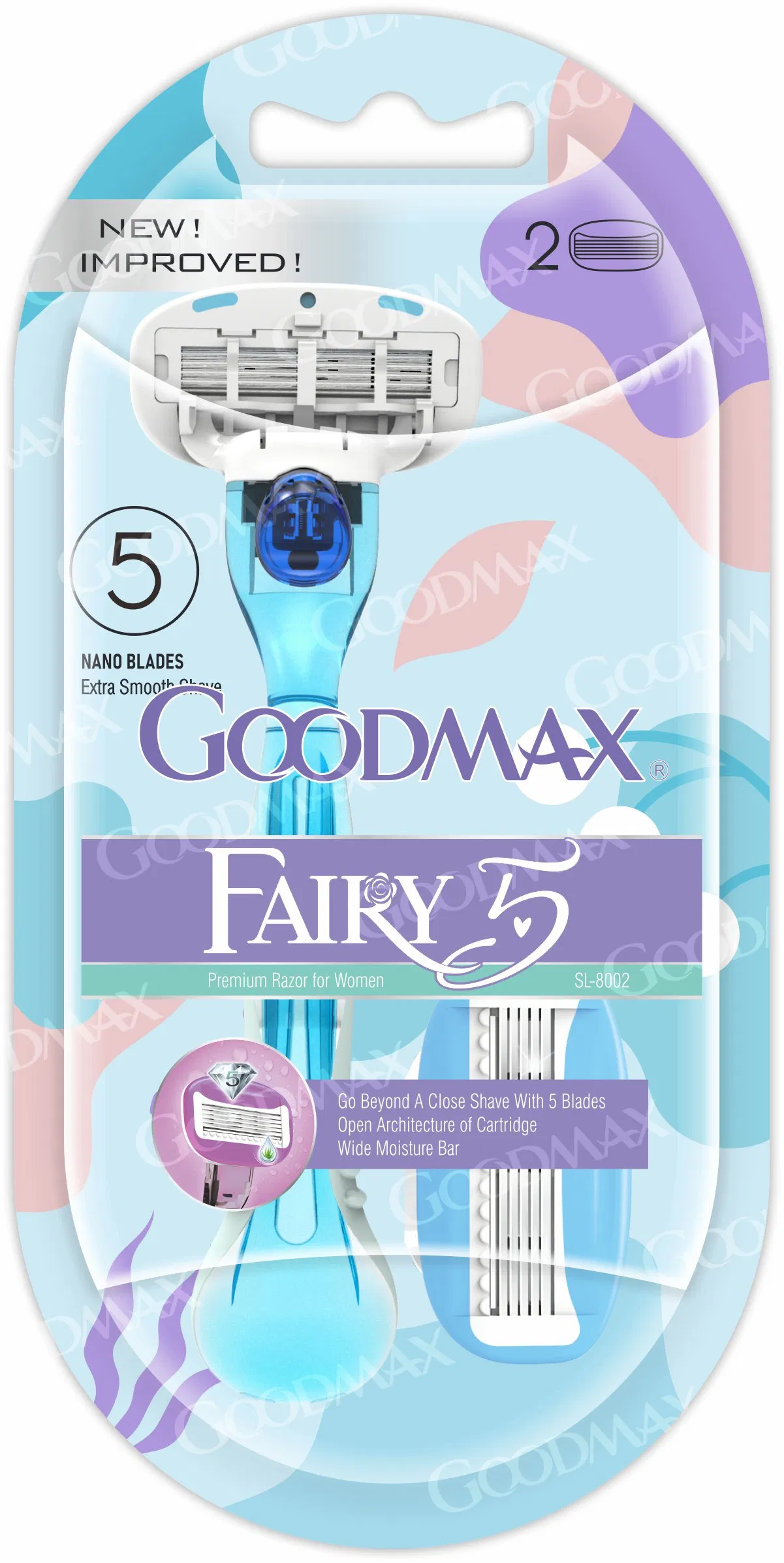 Five Blade Lady Razor System Open Back Design