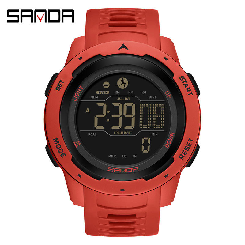 Sanda 2145 Calorie Pedometer Alarm Clock Digital Sports Shockproof Smart Watch