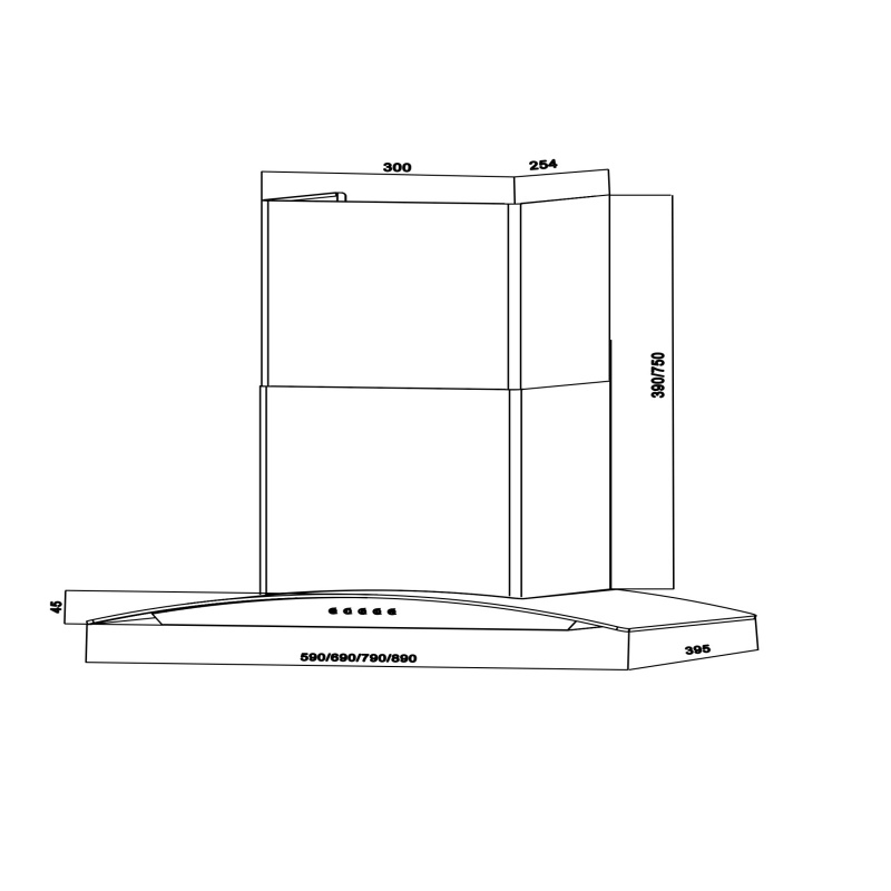 Factory Low Price Large Suction Kitchen Range Hood Curved Glass Shape Kitchen Hood