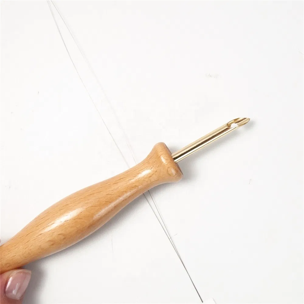 Wooden Handle Punch Needle Rug Hooking Tool 5mm