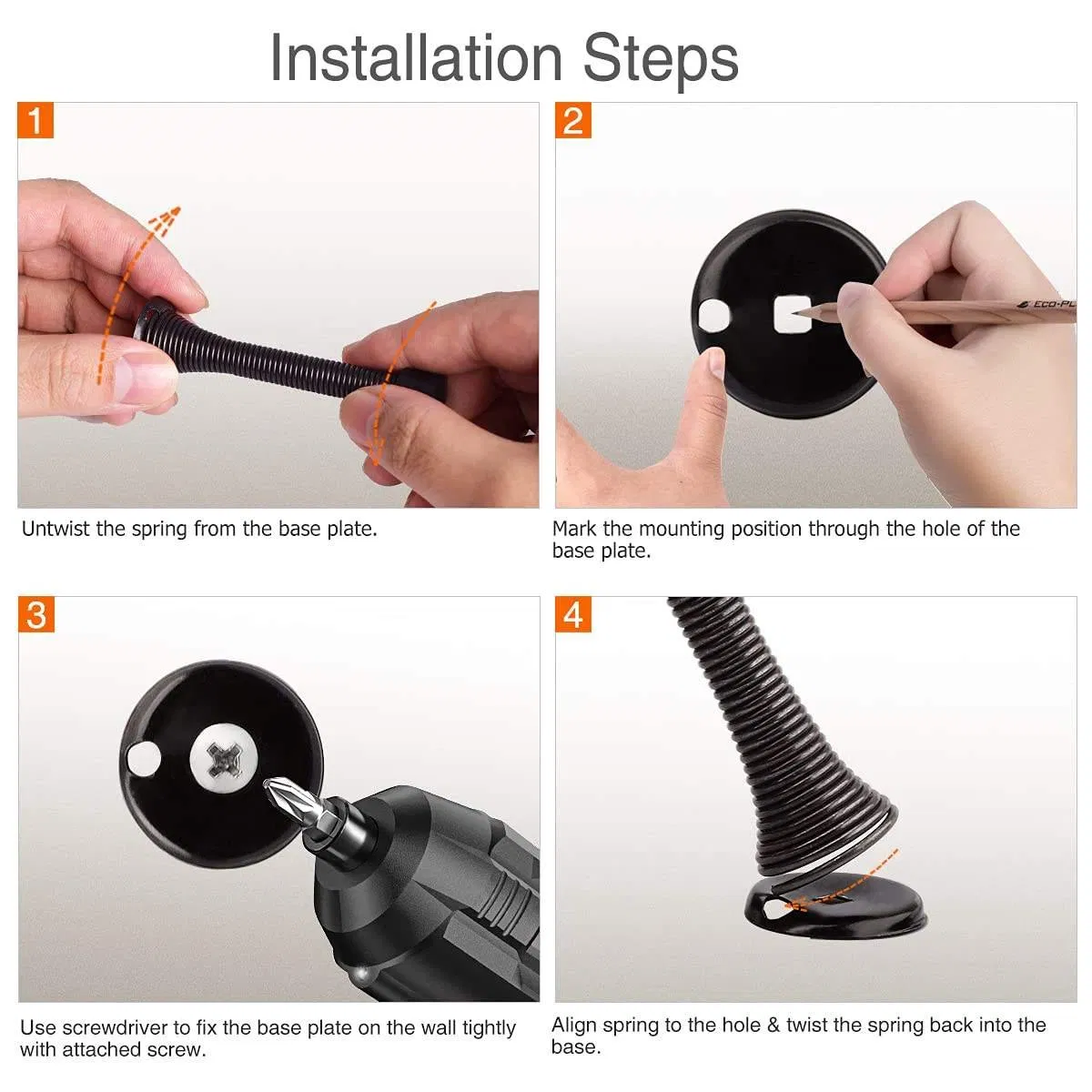 Wall Mounted with Rubber Bumper Spring Door Stoppers