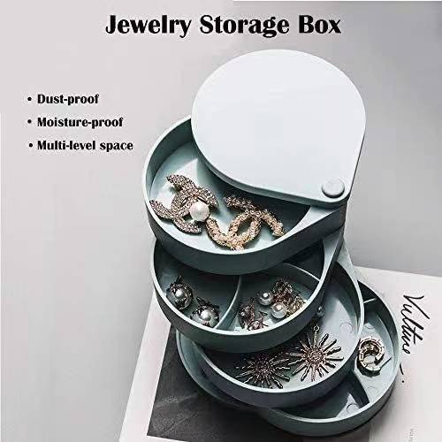 Round Jewelry Storage Box with Lid Storable Four Layers 360-Rotating Wbb12606