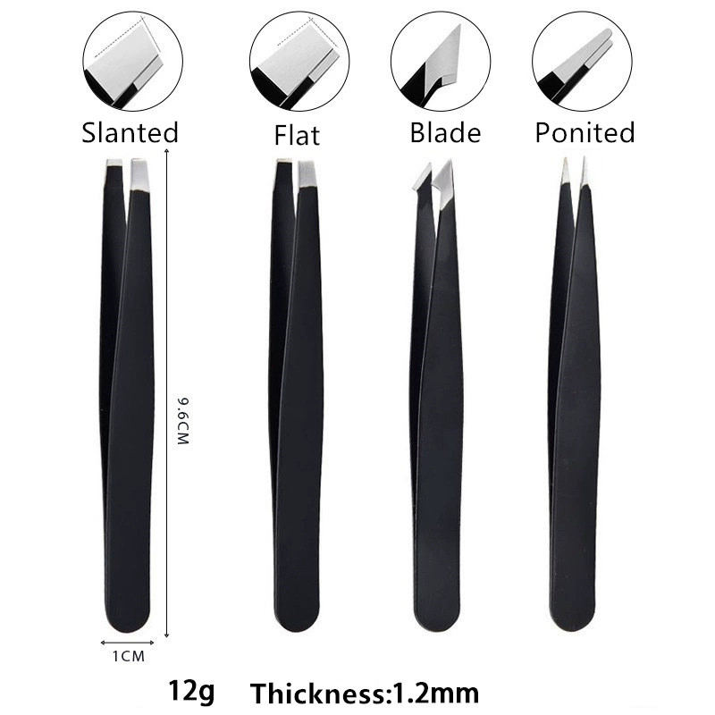 Pointed Slant Tip Precision Stainless Steel Lash Isolation Eyelash Extension Eyebrow Tweezers