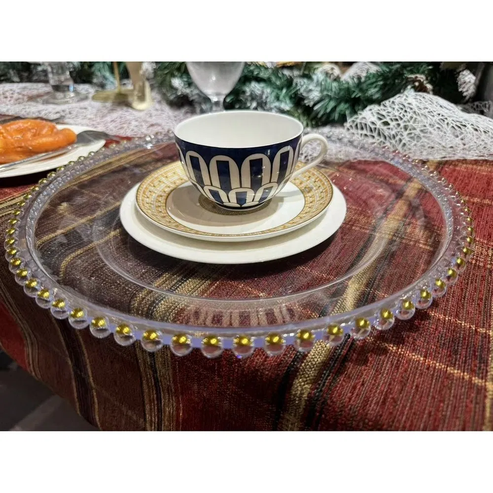 Multi-Size Option Transparent Color PP Material Plastic Disposable Contemporary Charger Plate