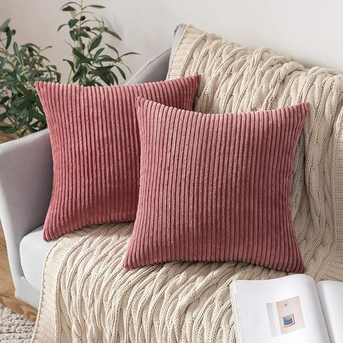 Home Decorative Soft Striped Velvet Square Throw Pillow Cover for Bedroom