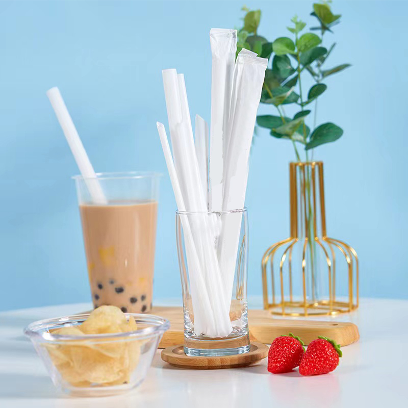 White Clear Color Straight Plastic Free Cornstarch 100% Biodegradable PLA Drinking Straw