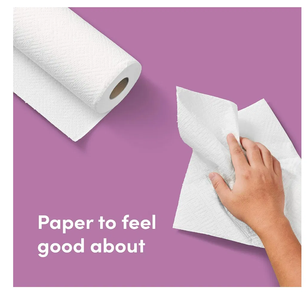 OEM/ODM/BSCI Factory Eco-Friendly 2ply/3ply Soft Absorbent White Bleached/Unbleached Bamboo Pulp Kitchen Paper Towels Roll
