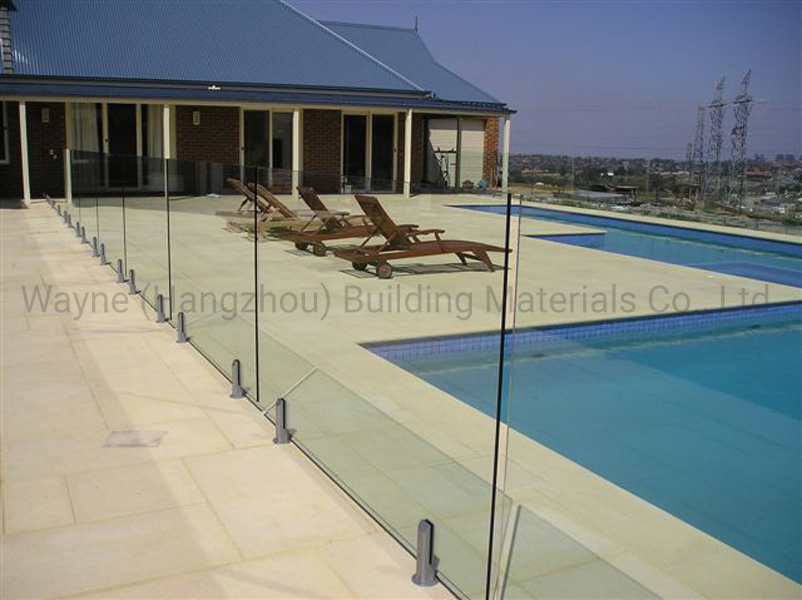 New Design Floor Mount Frameless 10mm Safety Clear Toughened Glass Railing