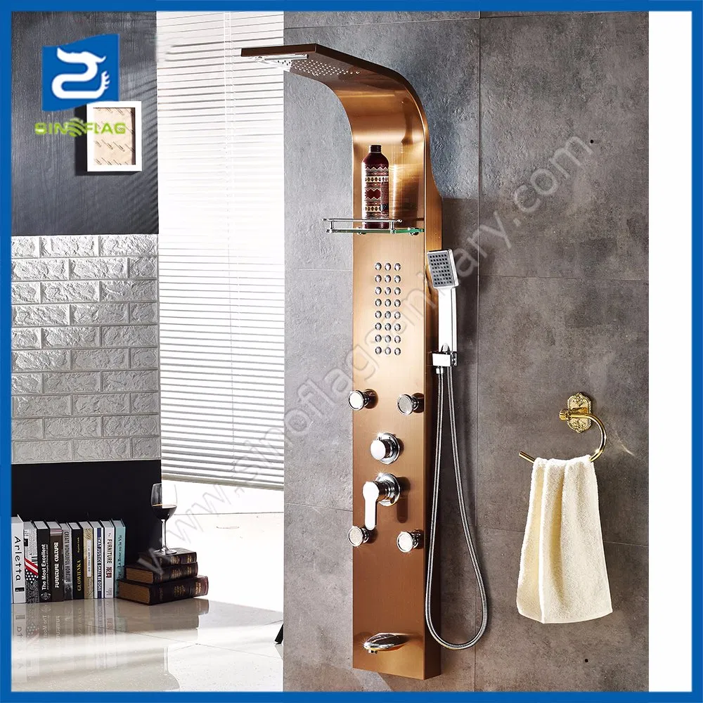 Rose Gold Color Modern Wall Hanging Rainfall Stainless Steel Shower Panel