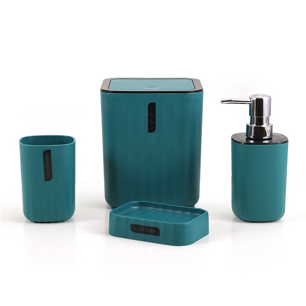 Plastic Deluxe Toothbrush Cup Dark Green Bathroom Products Set for Hotel