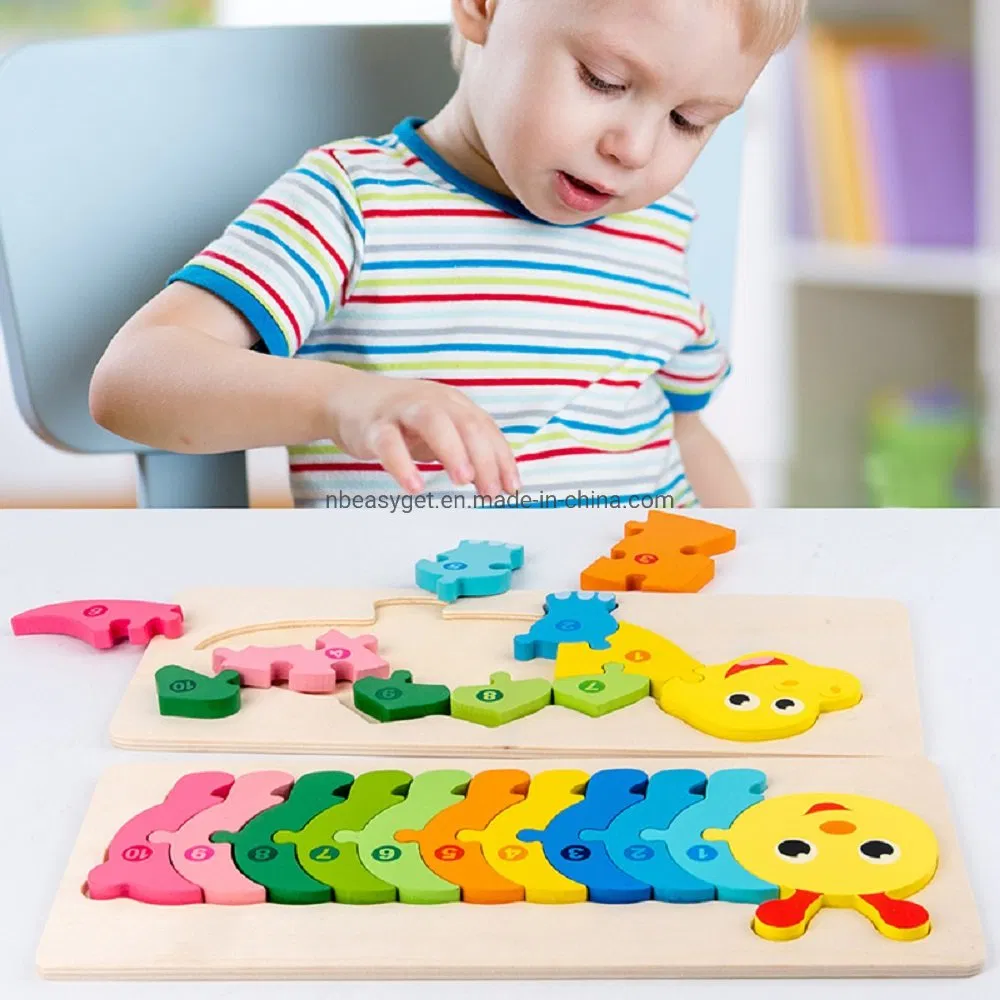 Wooden Animal Shape 3D Puzzle for Kids Gift Toys for Baby Toddler Children Learning Educational Jigsaw Eco-Friendly Children Toys Esg17557