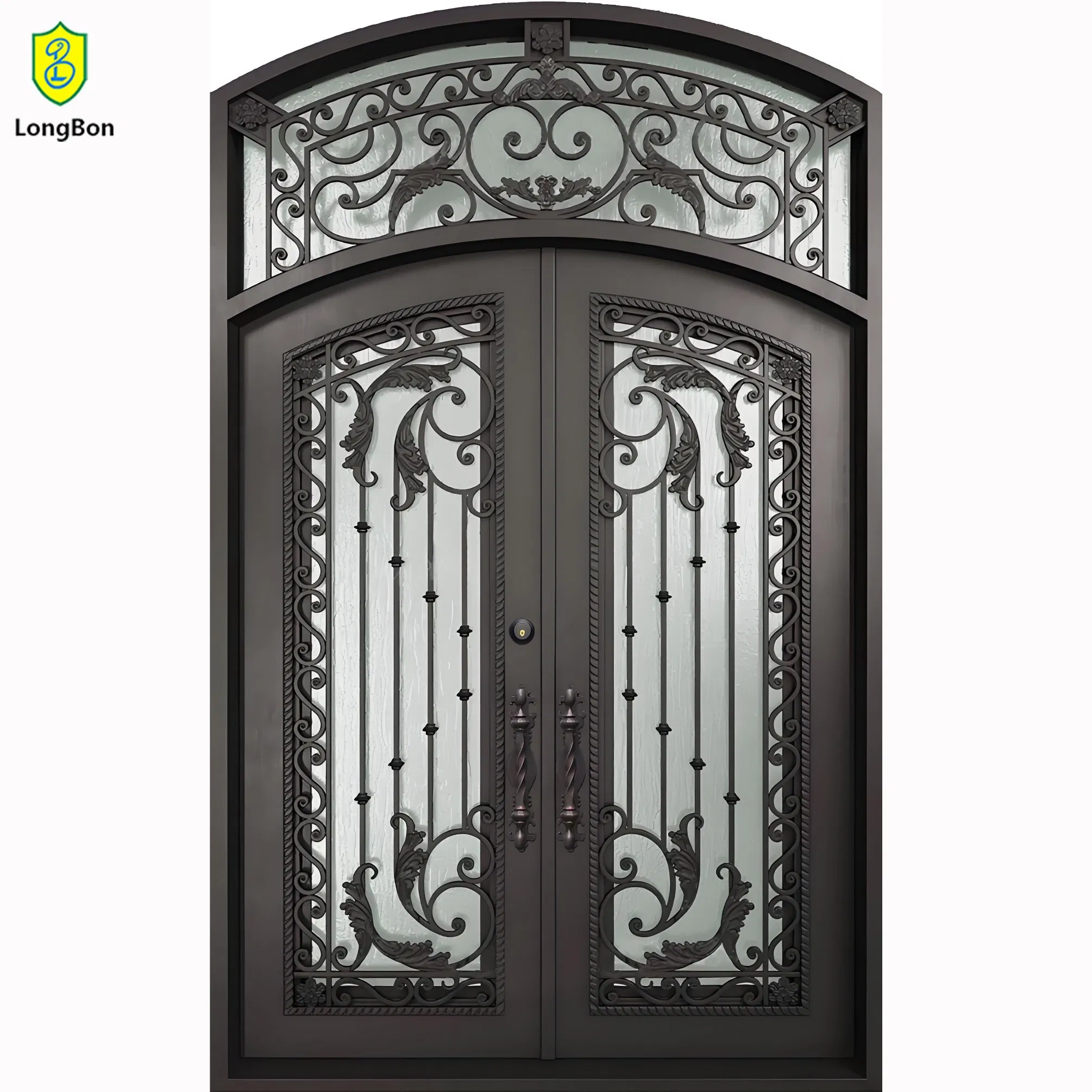 Make in China Wrought Iron Double Entry Doors Used Wrought Iron Safety Door Gate Windows Design for Home