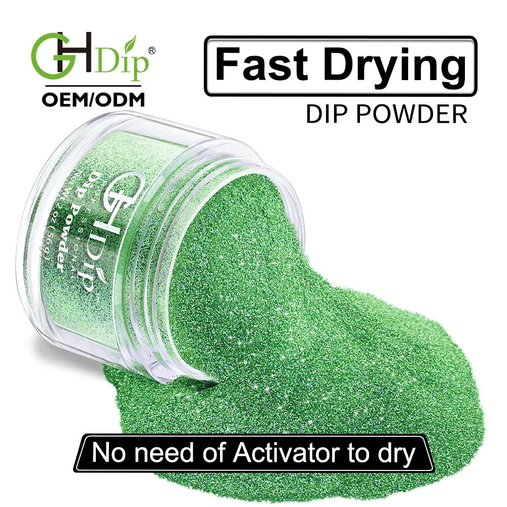 Green Color Glitter Nail Acrylic Dipping Powder 2oz