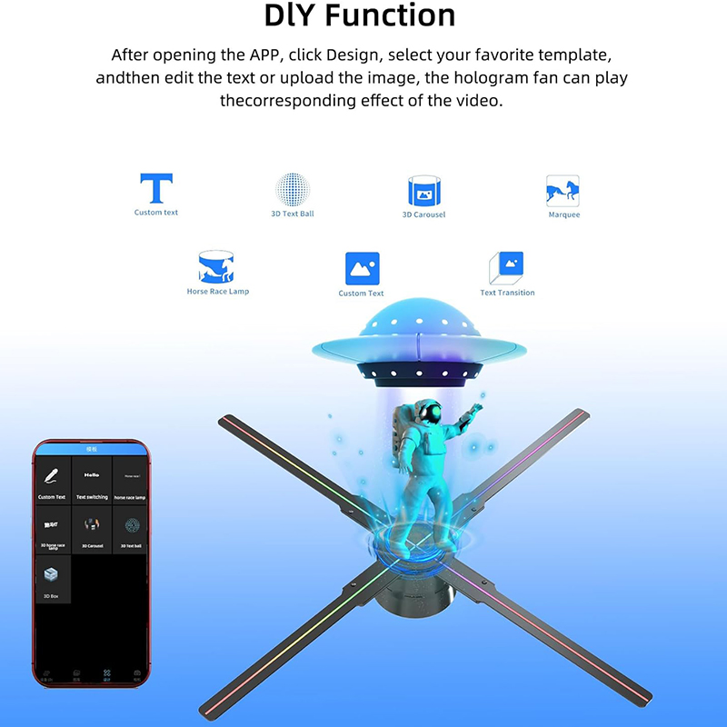 New Arrival 3D Holographic Display Fan Waterproof 45cm WiFi Control LED Sign