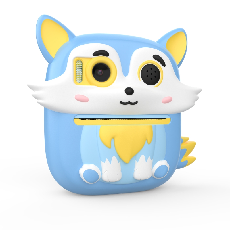 Glorytech Rechargeable 2.4 Inch Fun Blue Fox Shape Mini Instant Print Camera for Kids
