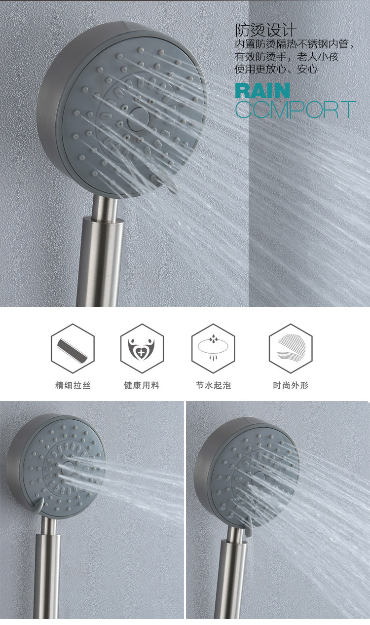 High Pressure Luxury Bathroom Rain Showerhead with Silicone Nozzles Shower Head