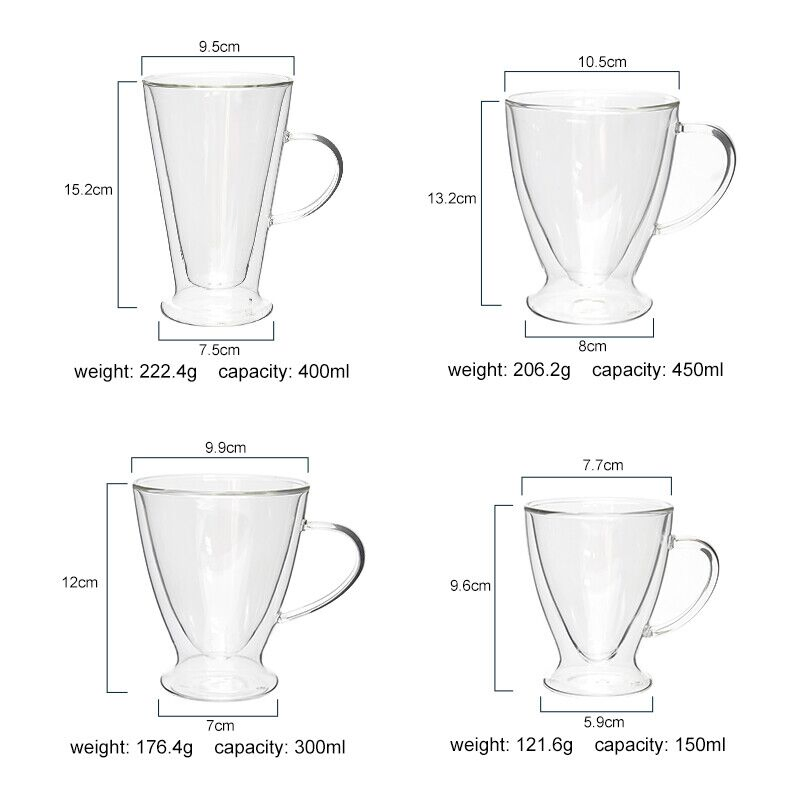 Explosive New Products High Borosilicate Glass Double Household Cup with Handle with Factory Price