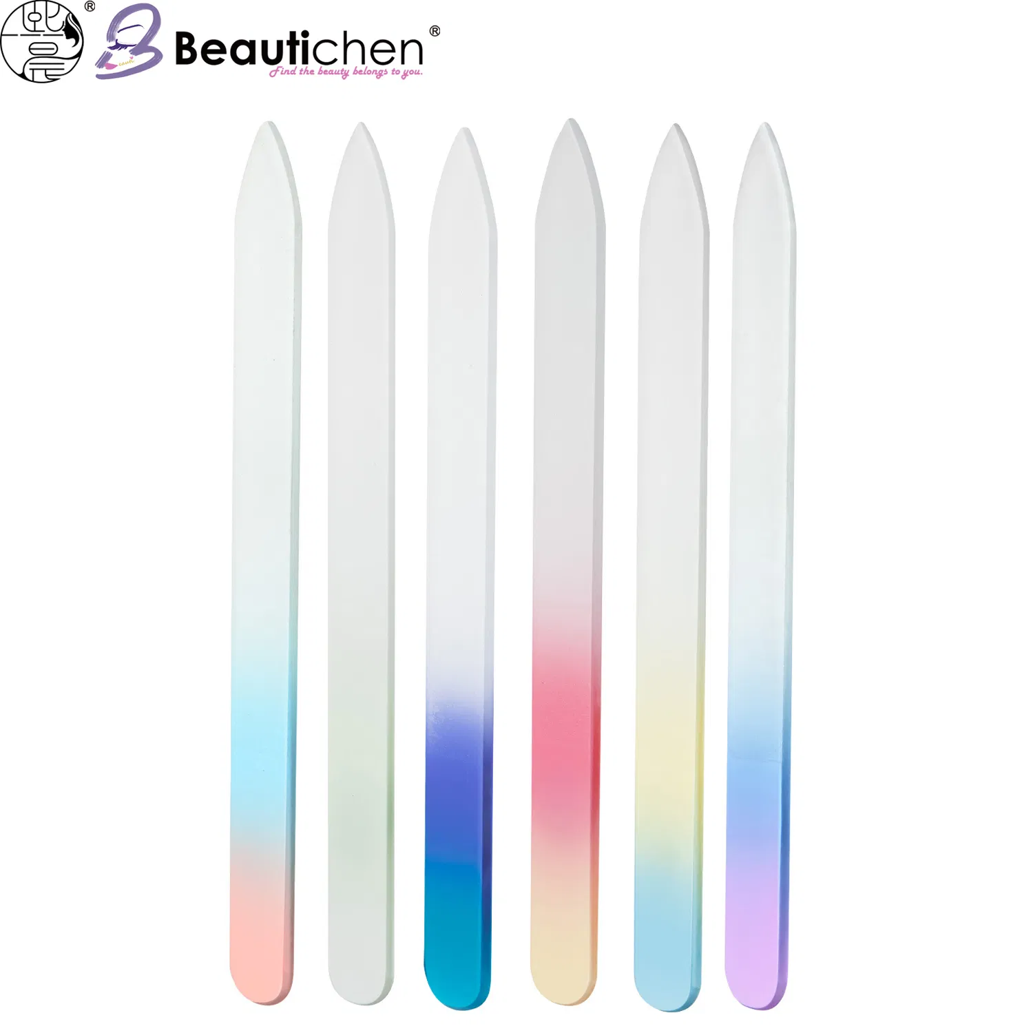 Beautichen Glass Nail Files – Gradient Crystal Emery Boards for Natural & Acrylic Nails – Professional Manicure Tools for Home & Salon Use