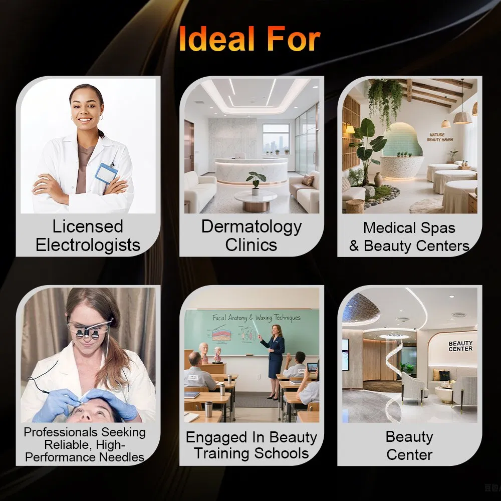 Portable Gold Electric Needle Epilation Body Face Permanently Blend Electrolysis 100 Tips Needle Epilator Hair Removal