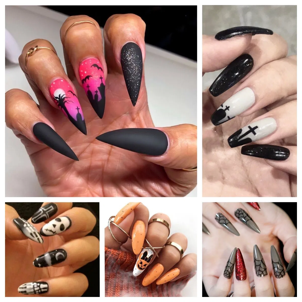 Spooky Press on Nails Halloween Gift, Waterproof Nail Art Stickers for Parties