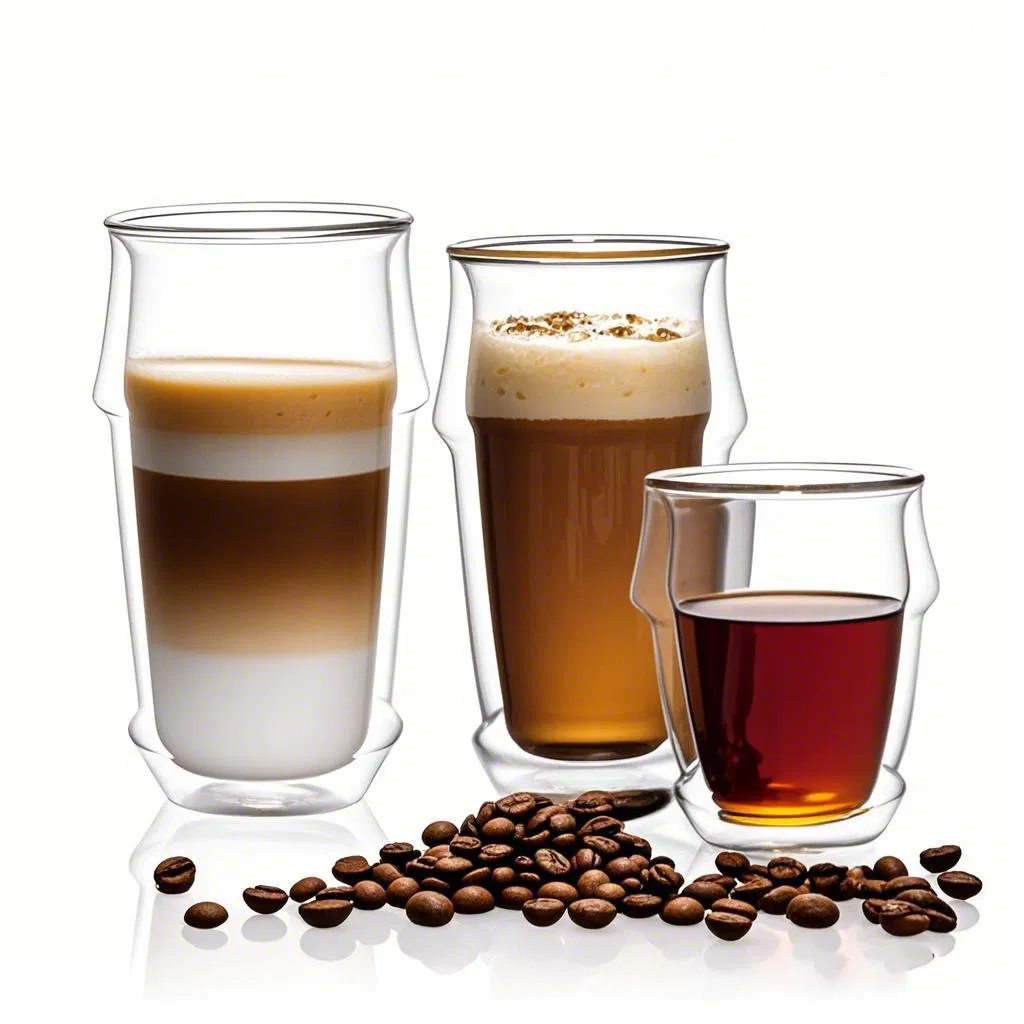 Reusable Double Wall Glass Mug Cup Drink Beverage Drinking