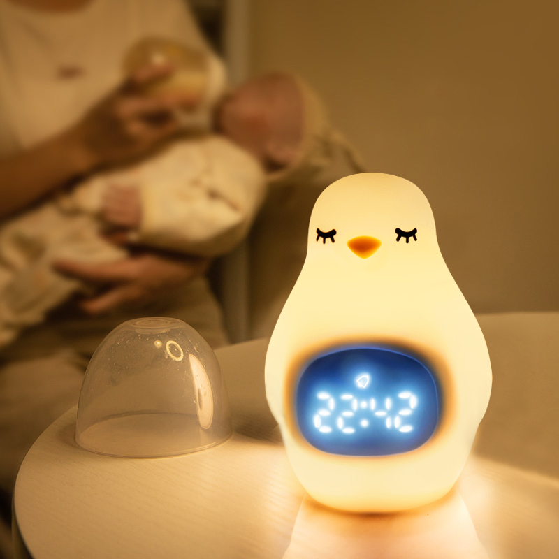Touch Control Silicone Night Light Penguin Alarm Clock