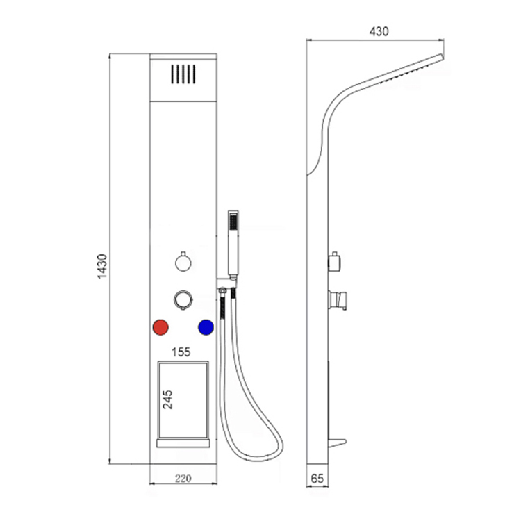 Sanipro Black Modern 304 Stainless Steel Waterfall Rain Tower System Shower Faucet Set Bathroom Wall Mounted Shower Panel
