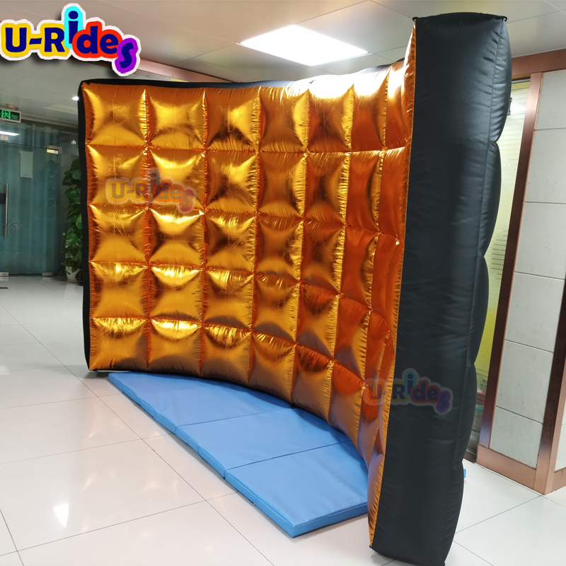 Customized Golden color inflatable wall led background inflatable photo booth with Air blower inside