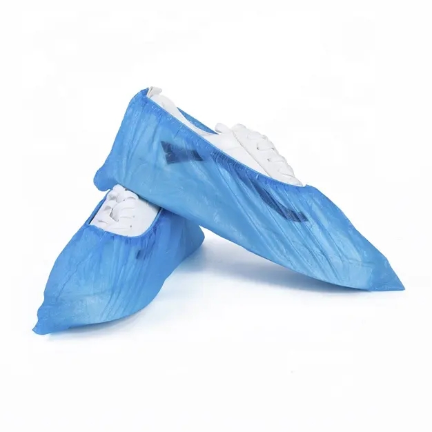 Protective Waterproof Plastic PE Nonwoven Anti Slip Blue Disposable Shoe Cover