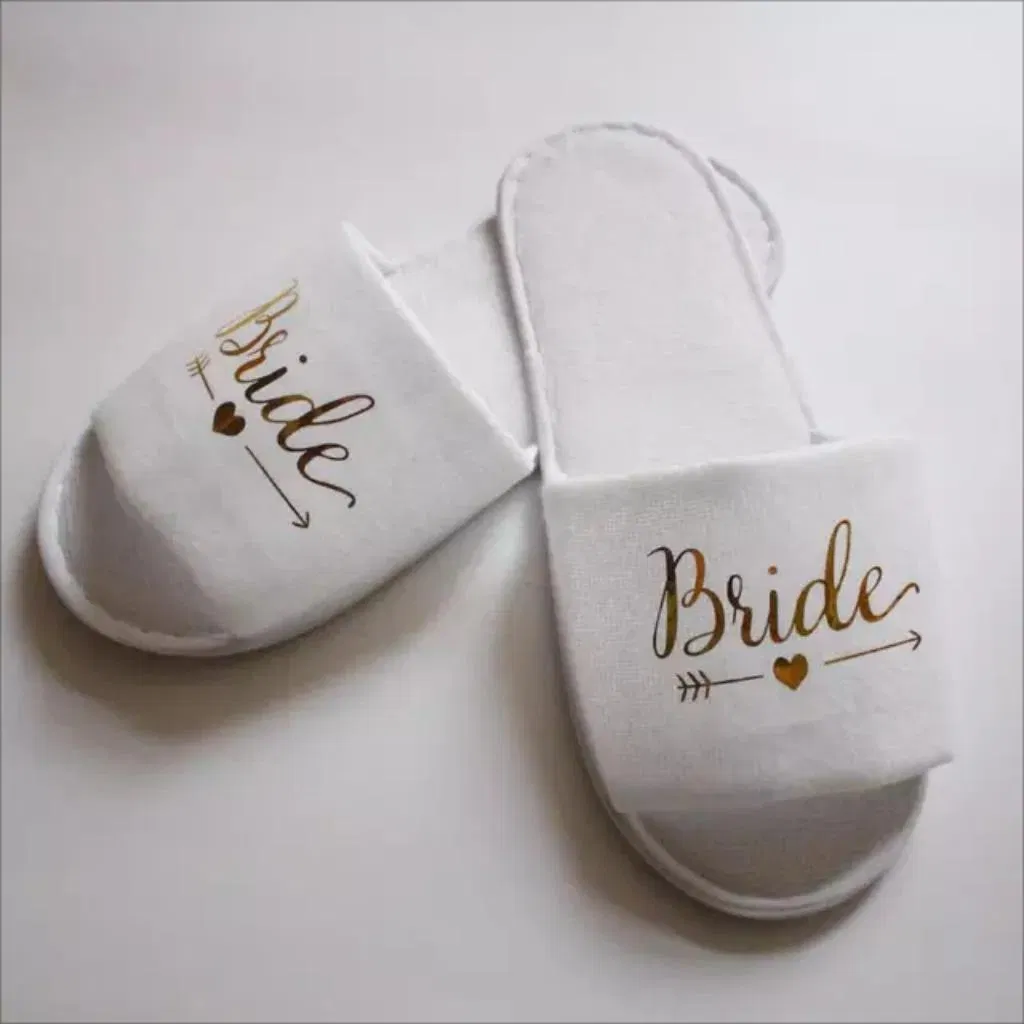 Bride Groom Disposable High-End Wedding Slippers Made of Towel Cloth Hotel Slippers