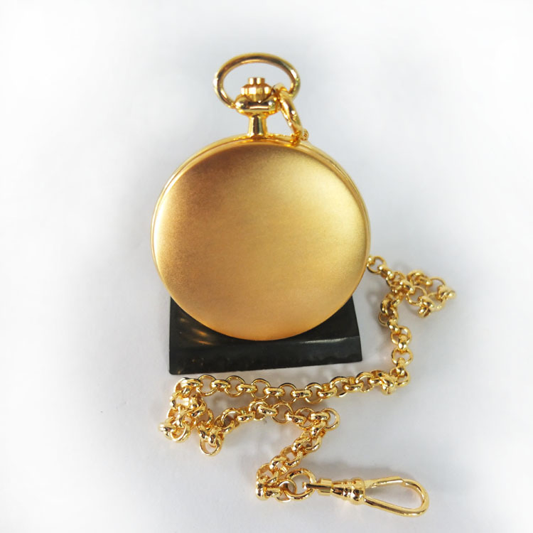 Custom Japan Movement Engraved Golden Copper Pocket Watch Chain