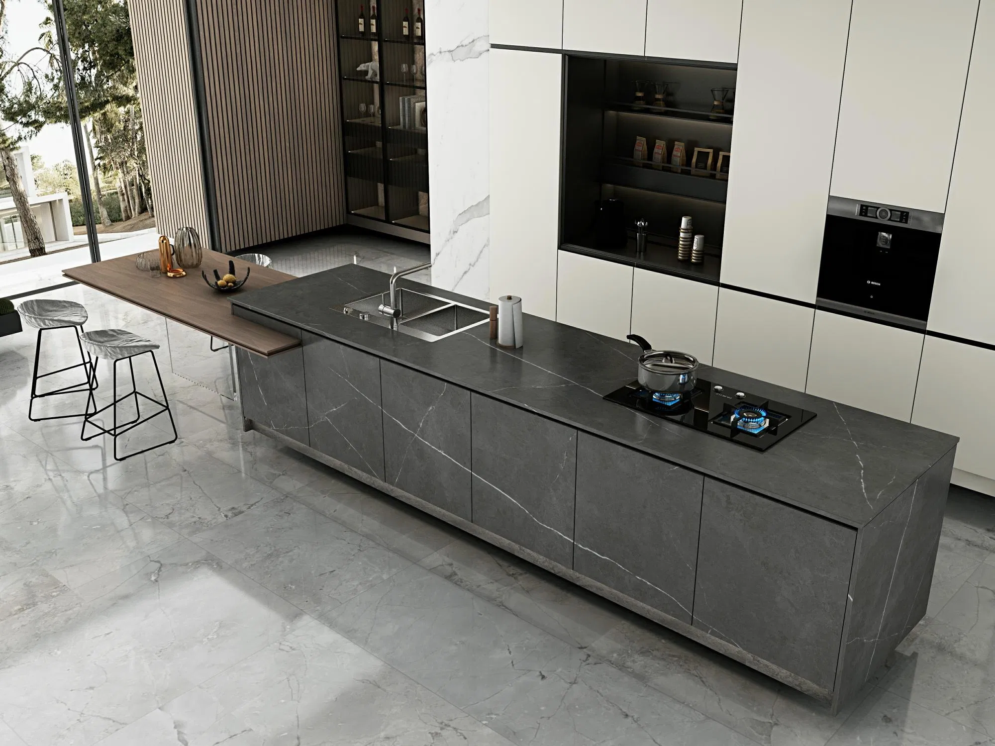 1600*3200mm Polished Livingroom Bathroom Porcelain Floor Wall Tile Sintered Stone Slab